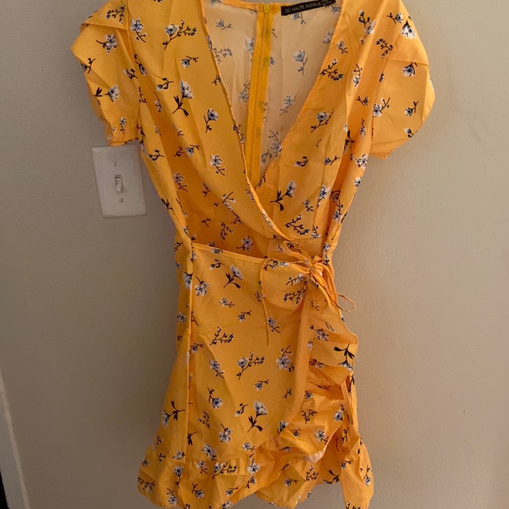 Yellow floral dress for summer